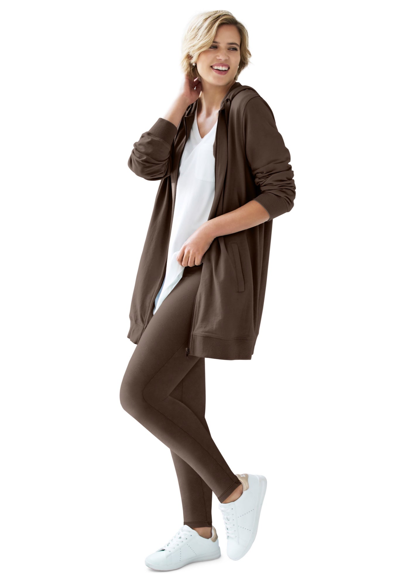 French Terry Long Zip Front Hoodie image number 0