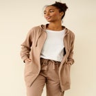 French Terry Long Sleeve Zip-Front Tunic Hoodie image number null