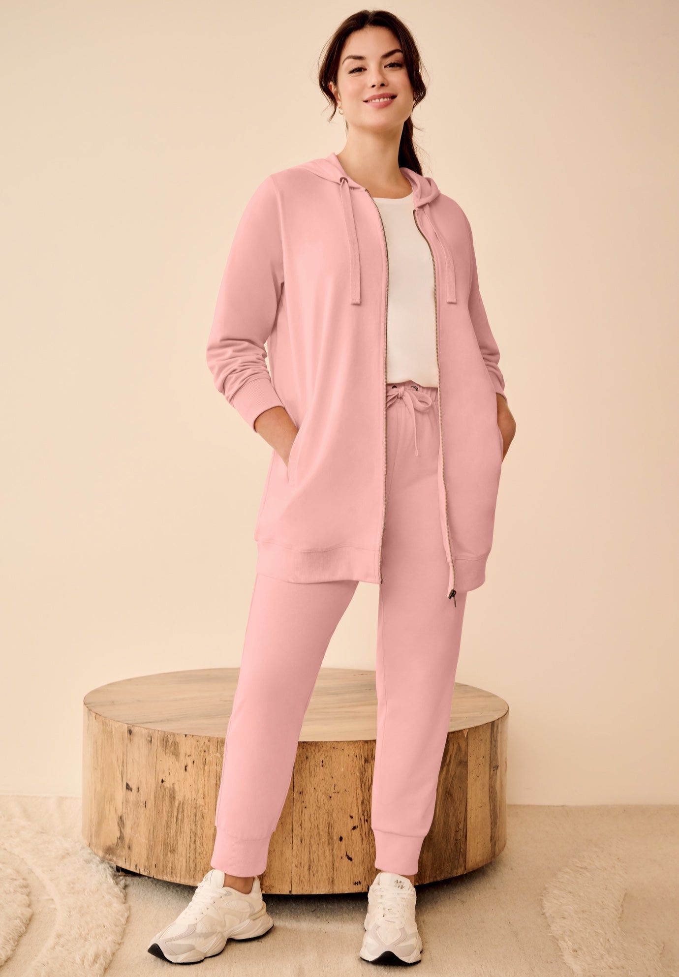 French Terry Long Zip Front Hoodie image number 0