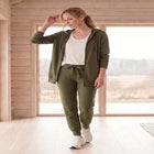French Terry Long Sleeve Zip-Front Tunic Hoodie image number null