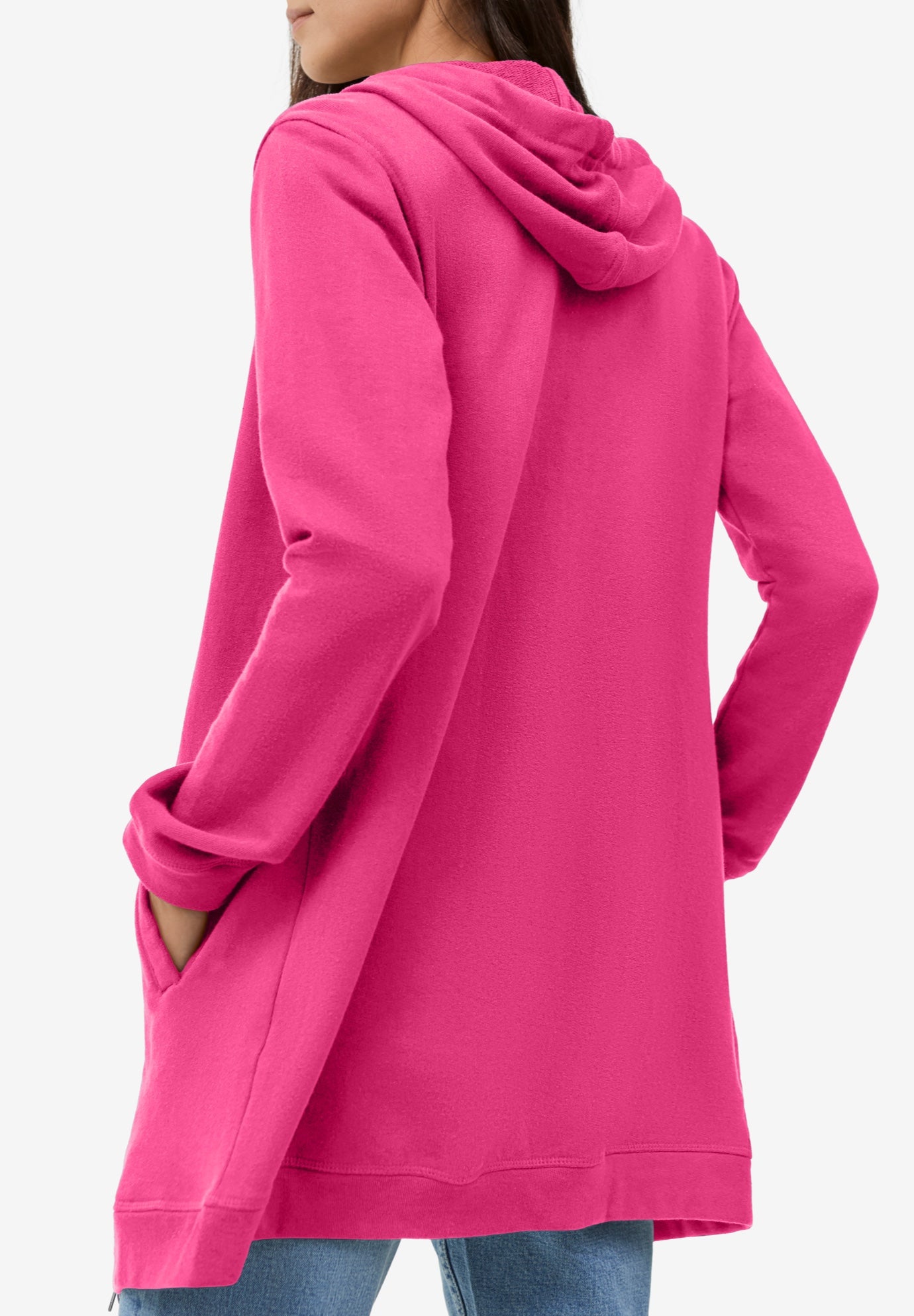 French Terry Long Zip Front Hoodie image number 1