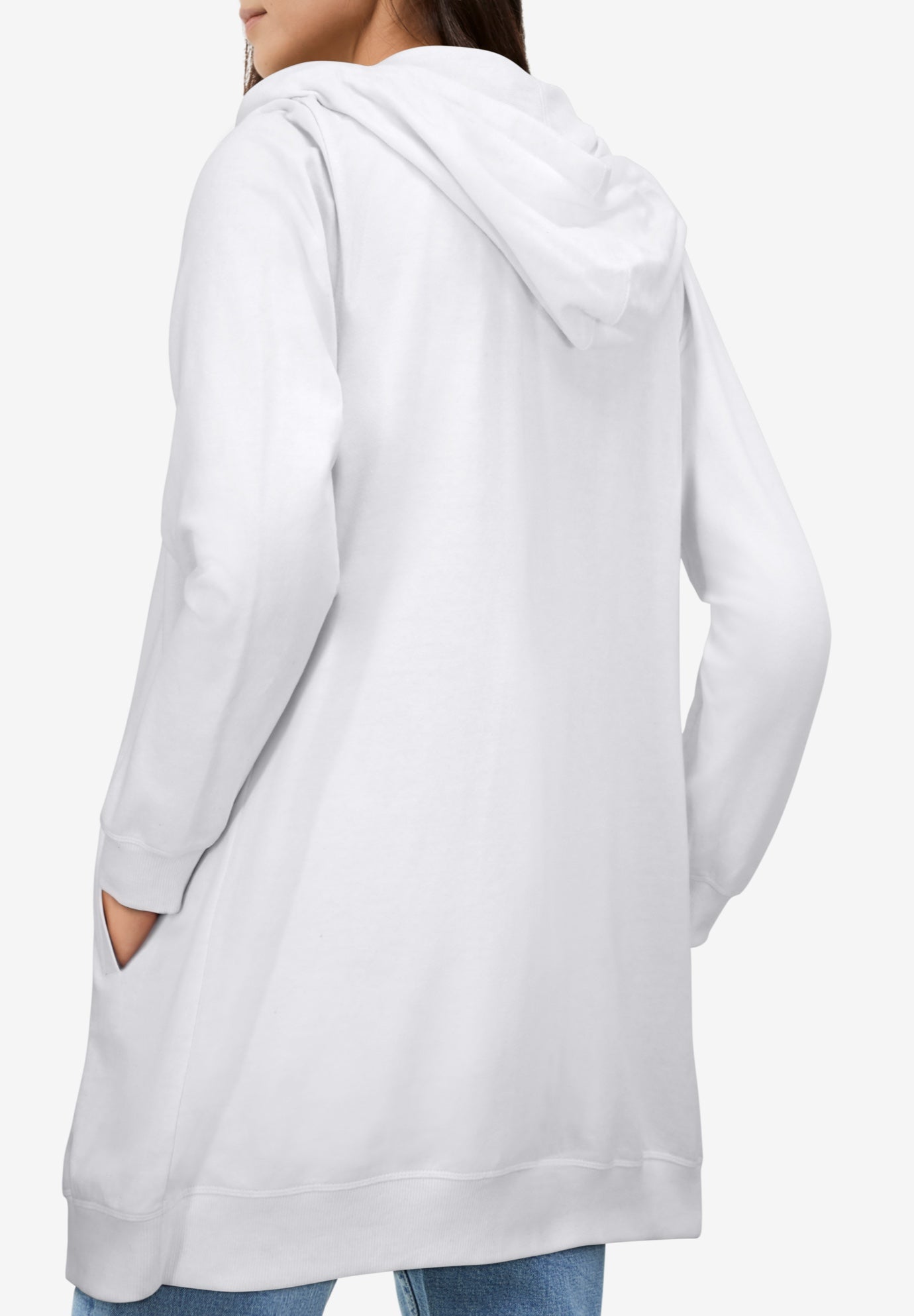 French Terry Long Zip Front Hoodie image number 1