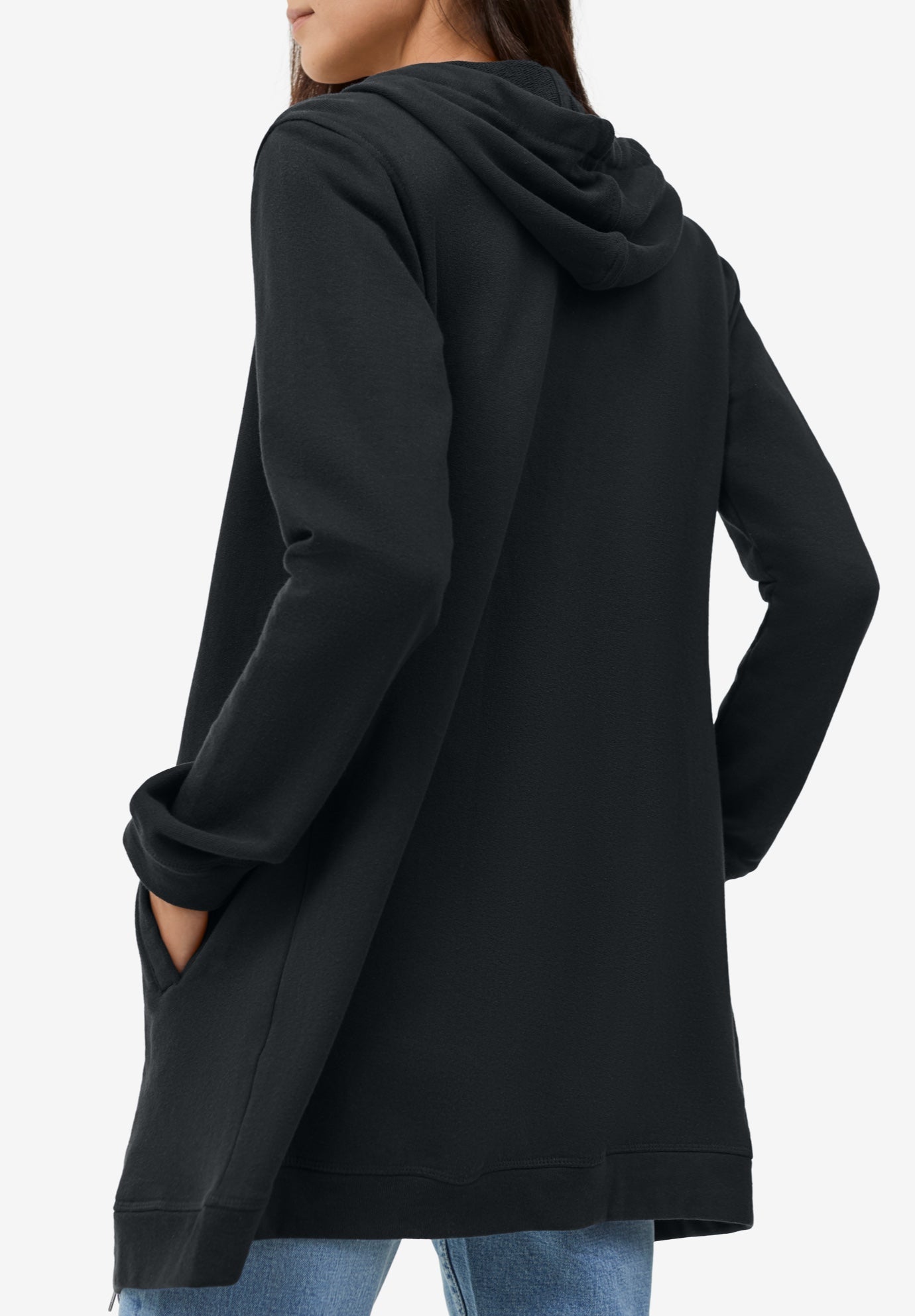 French Terry Long Zip Front Hoodie image number 1