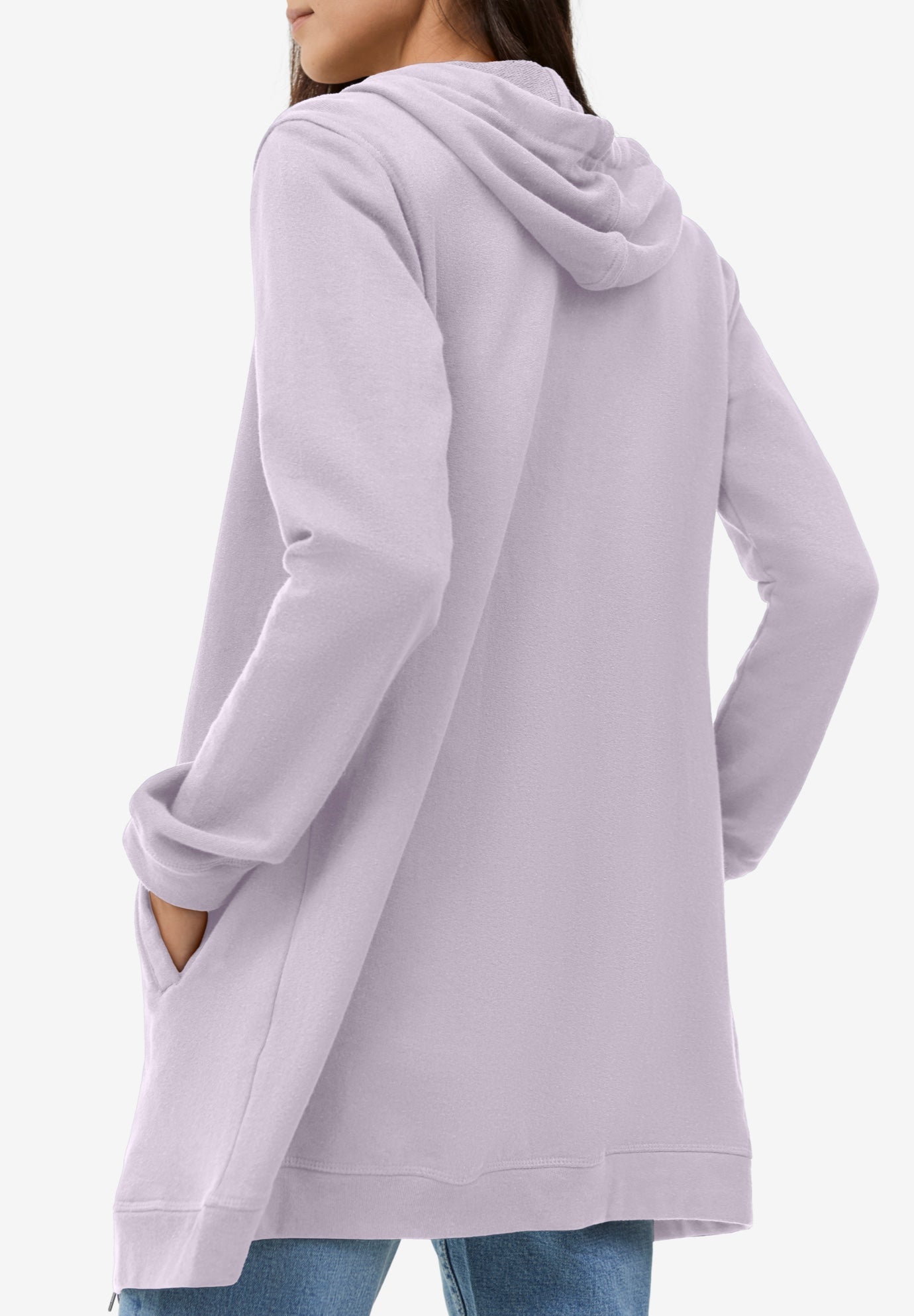 French Terry Long Zip Front Hoodie image number 1