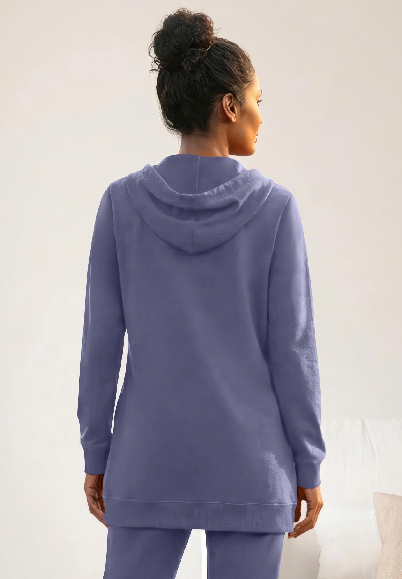 Ellos Studio French Terry Long Sleeve Zip-Front Tunic Hoodie image number 1