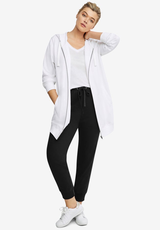 French Terry Long Zip Front Hoodie image number 0