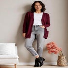 V-Neck Button-Front 100% Cotton Boyfriend Cardigan image number null