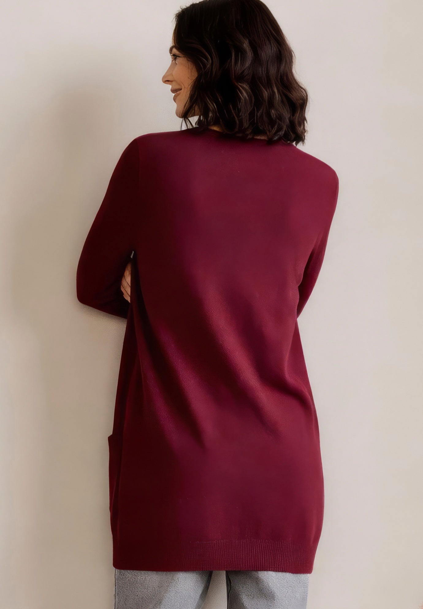 V-Neck Button-Front 100% Cotton Boyfriend Cardigan image number 1