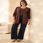 V-Neck Button-Front 100% Cotton Boyfriend Cardigan image number null