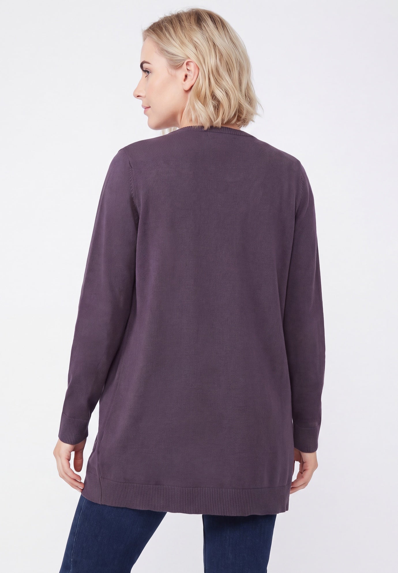 V-Neck Button-Front 100% Cotton Boyfriend Cardigan image number 1