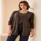 V-Neck Button-Front 100% Cotton Boyfriend Cardigan image number null