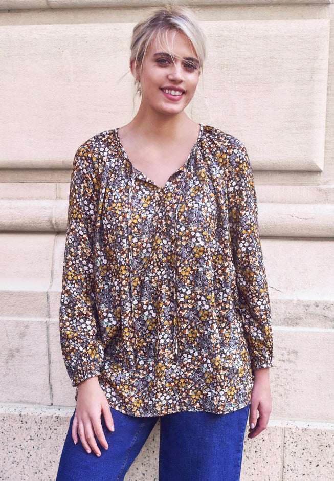 Tie Neck Peasant Tunic image number 0