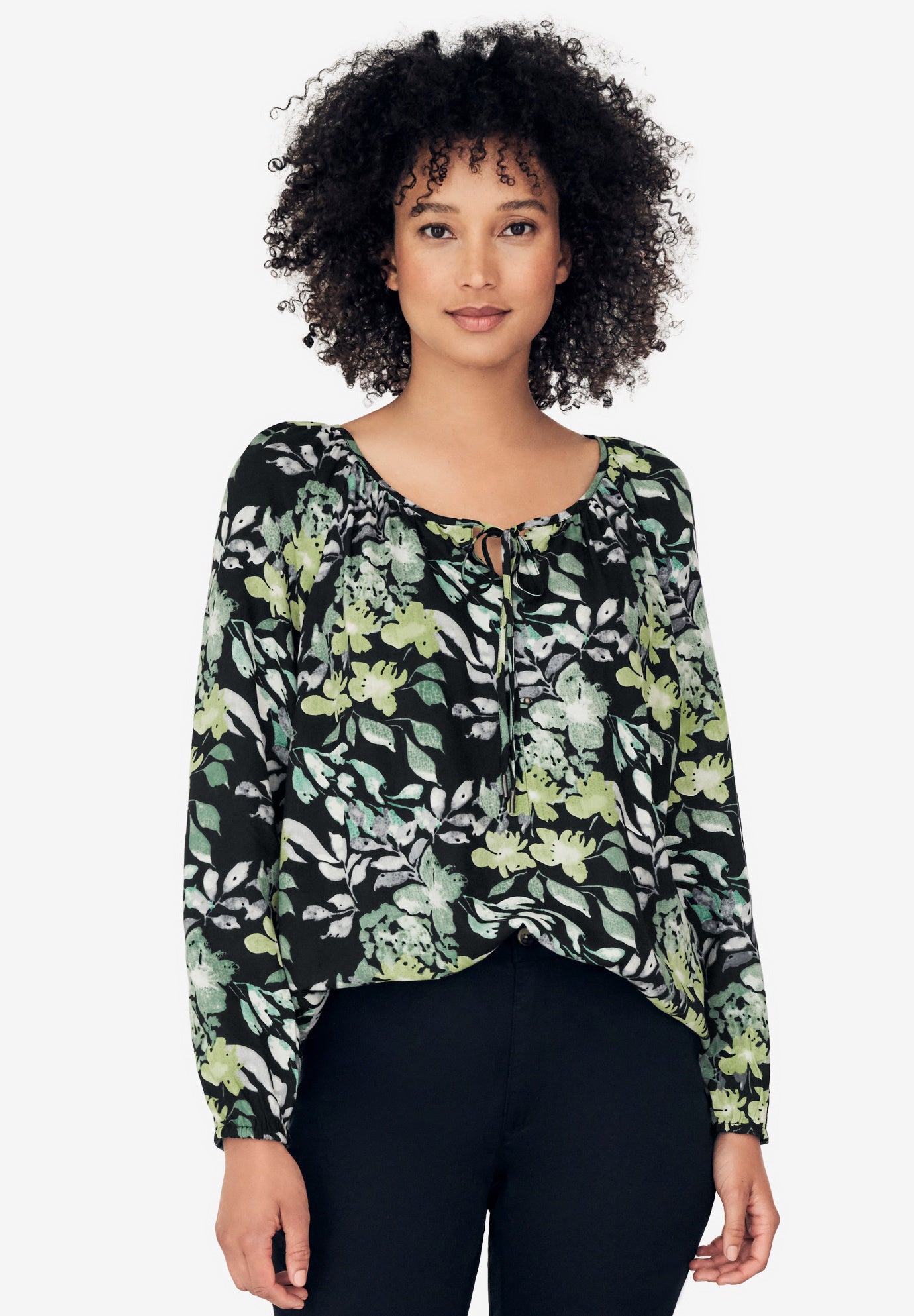 Tie Neck Peasant Tunic image number 0