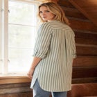 Three-Quarter Sleeve Roll Tab Relaxed Fit 100% Cotton Henley Tunic image number null
