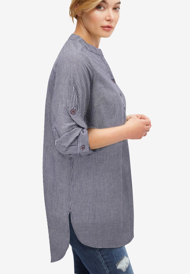 Breezy Cotton Henley Tunic image number 1