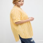 Three-Quarter Sleeve Roll Tab Relaxed Fit 100% Cotton Henley Tunic image number null