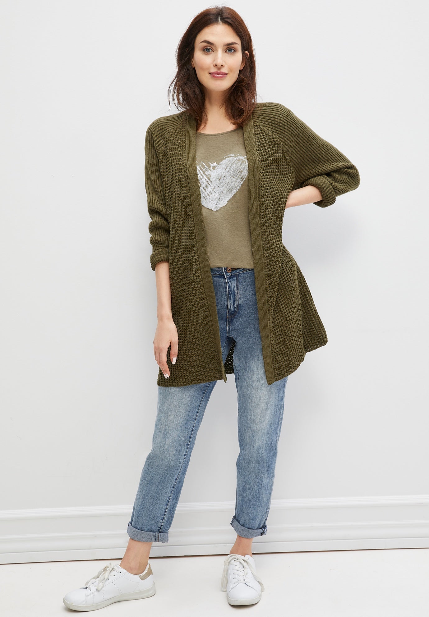 Open Front Waffle Cardigan image number 0