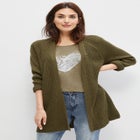 Open Front Waffle Cardigan image number null