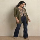 Open Front Long Ribbed Sleeve Waffle Cardigan image number null