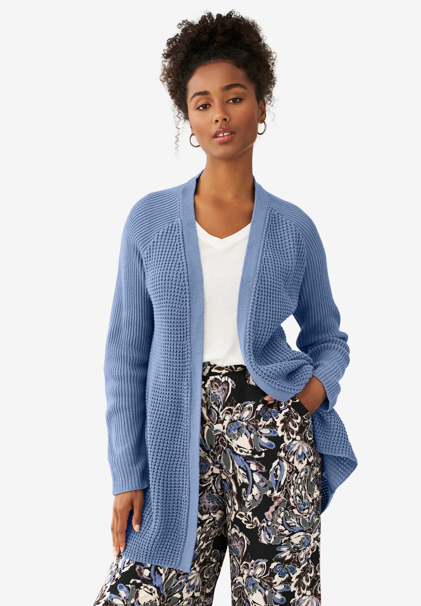 Open Front Waffle Cardigan image number 0