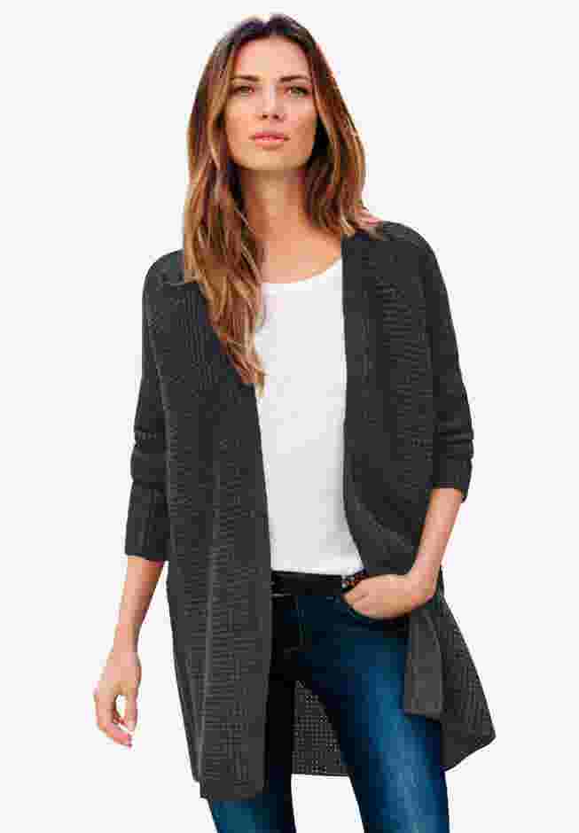 Open Front Waffle Cardigan image number 0