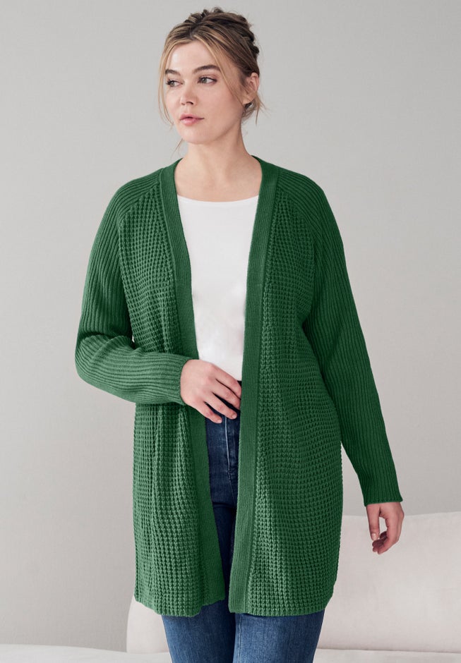 Open Front Waffle Cardigan image number 0