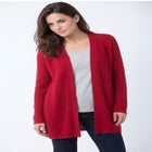Open Front Long Ribbed Sleeve Waffle Cardigan image number 0