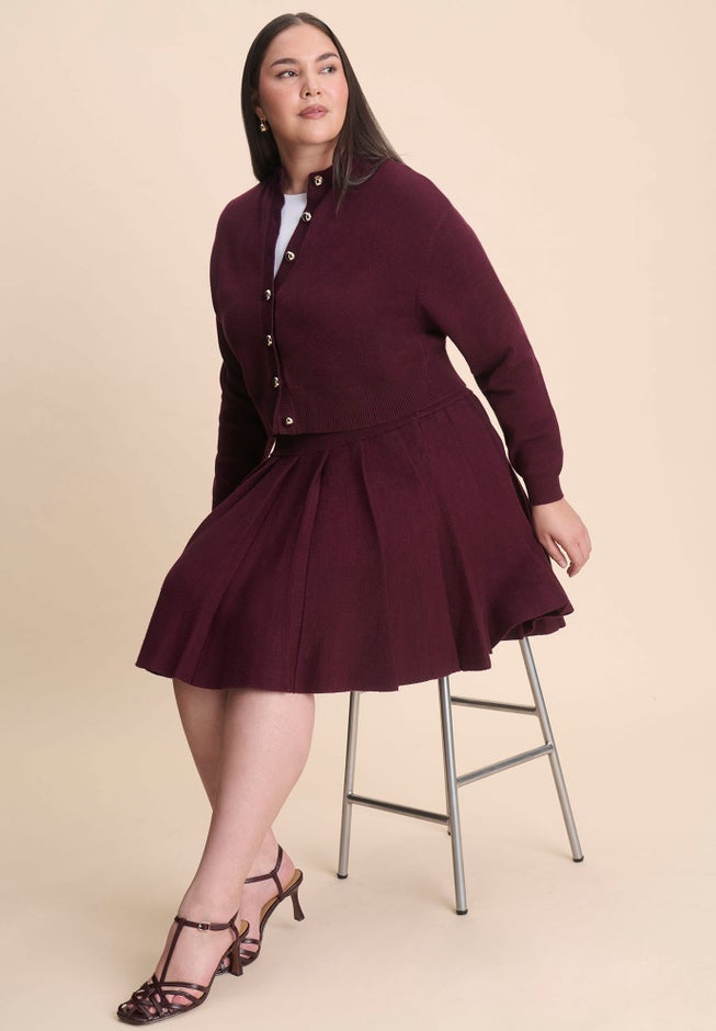 Pleated Sweater Mini Skirt image number 3