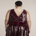 Faux Fur-Trim Sequin Top image number 1