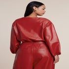 Faux Leather Wide-Sleeve Cropped Top image number 1