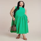 Boat Neck Flare Midi Dress image number null