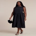 Boat Neck Flare Midi Dress image number null