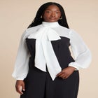 Twofer Tie Neck Jumpsuit image number null