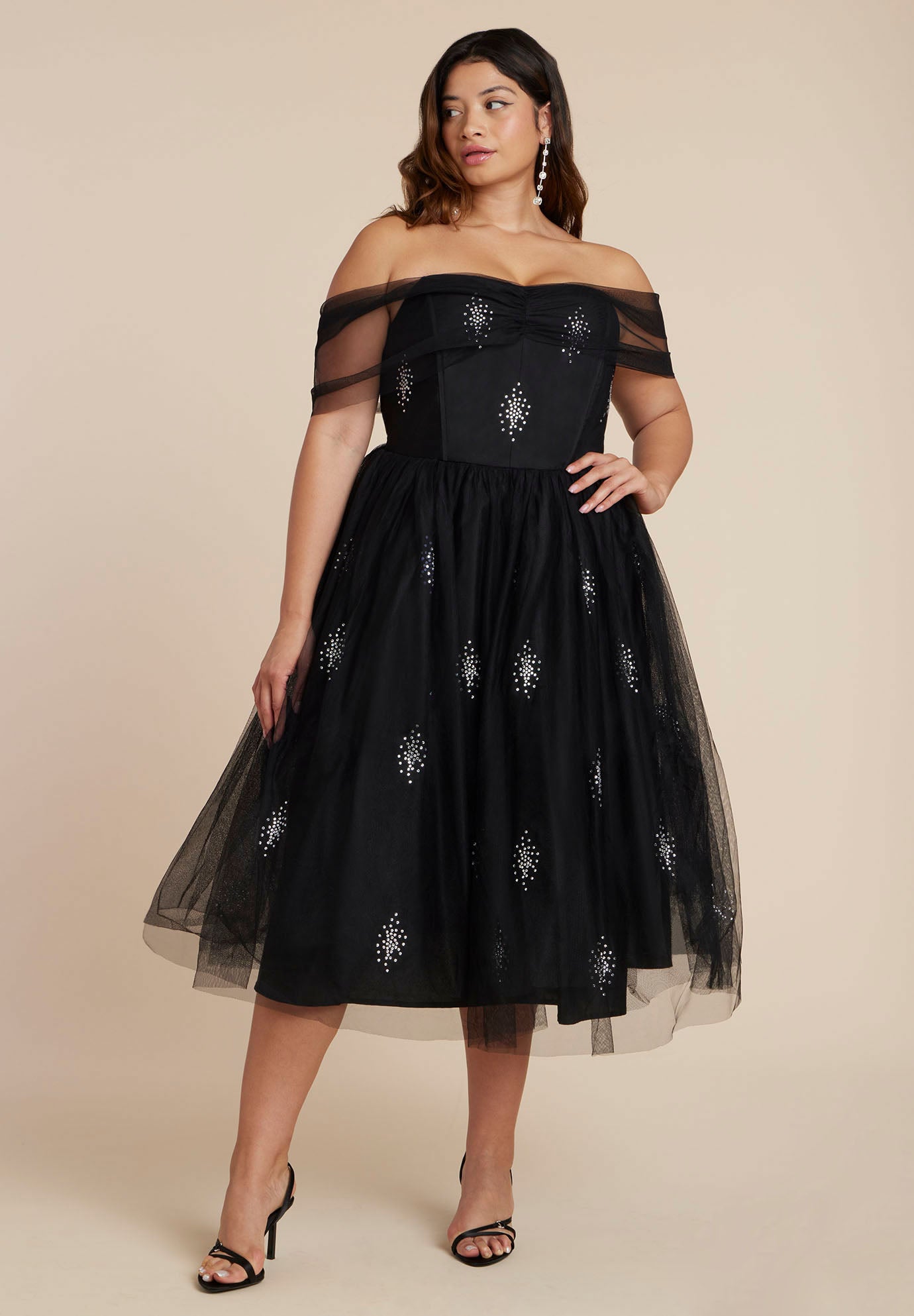 Embellished Flare Midi Dress image number 4