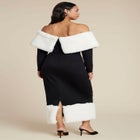 Off The Shoulder Fur Trim Dress image number null