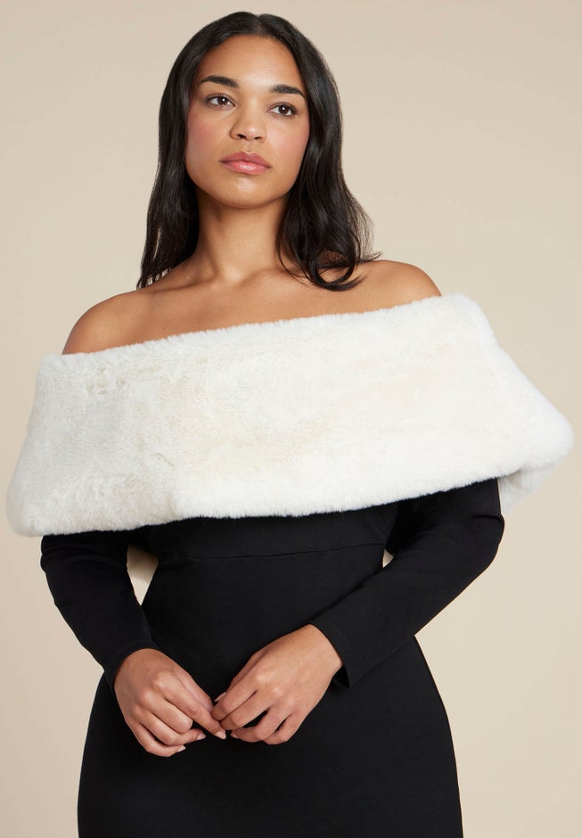 Off The Shoulder Fur Trim Dress image number 3