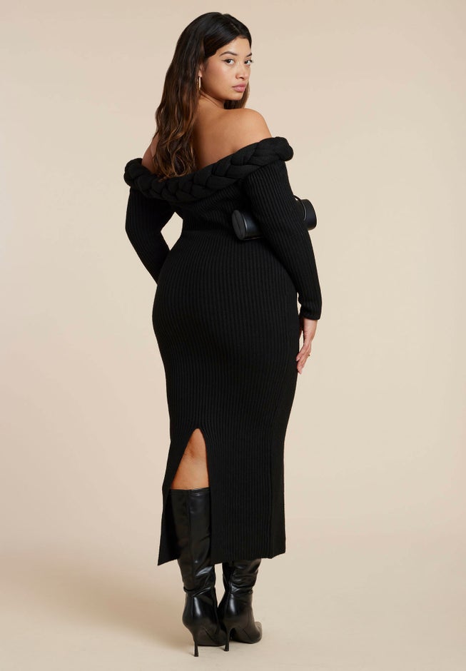 Cableknit Off Shoulder Maxi Dress image number 3