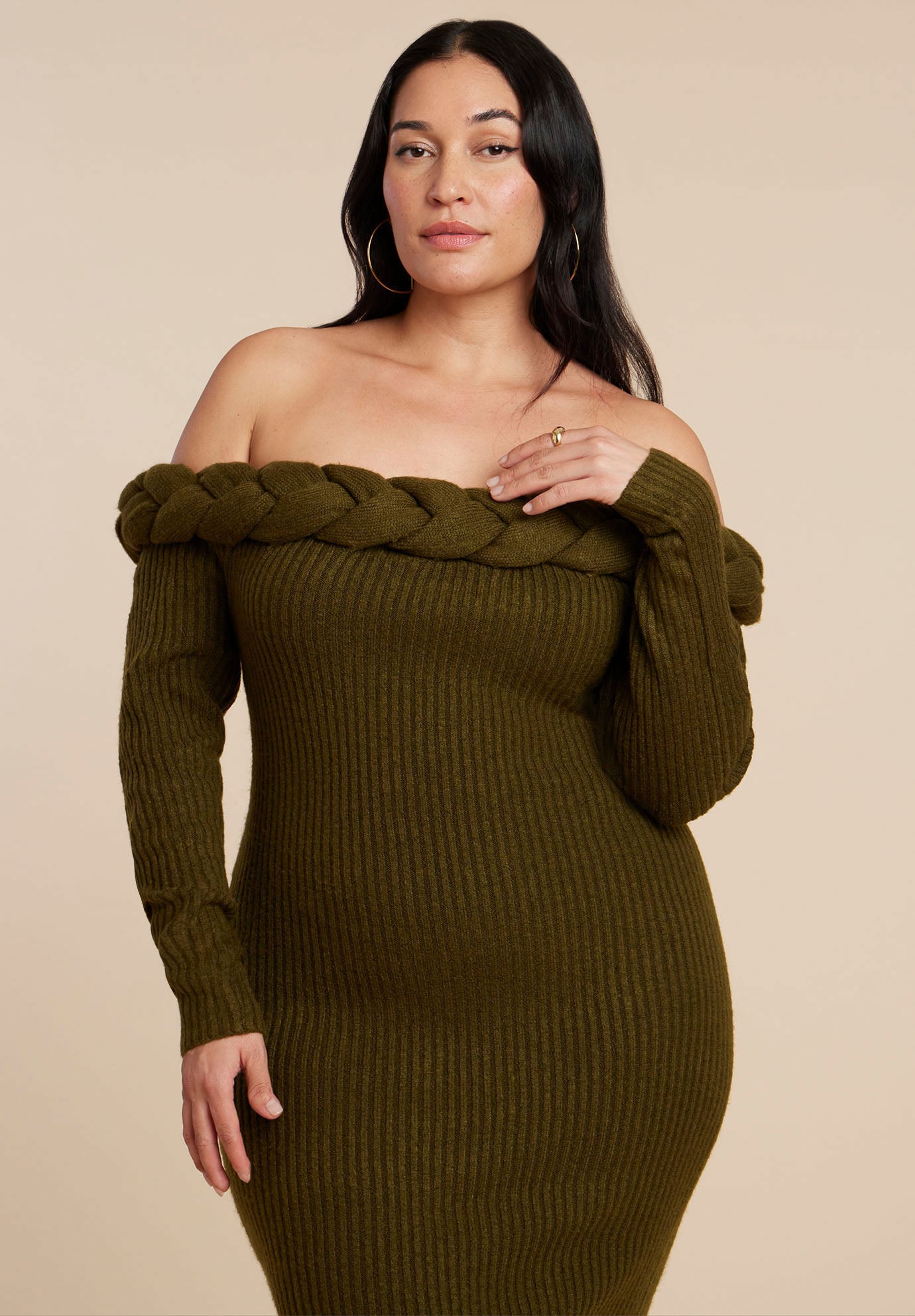 Cableknit Off Shoulder Maxi Dress image number 1