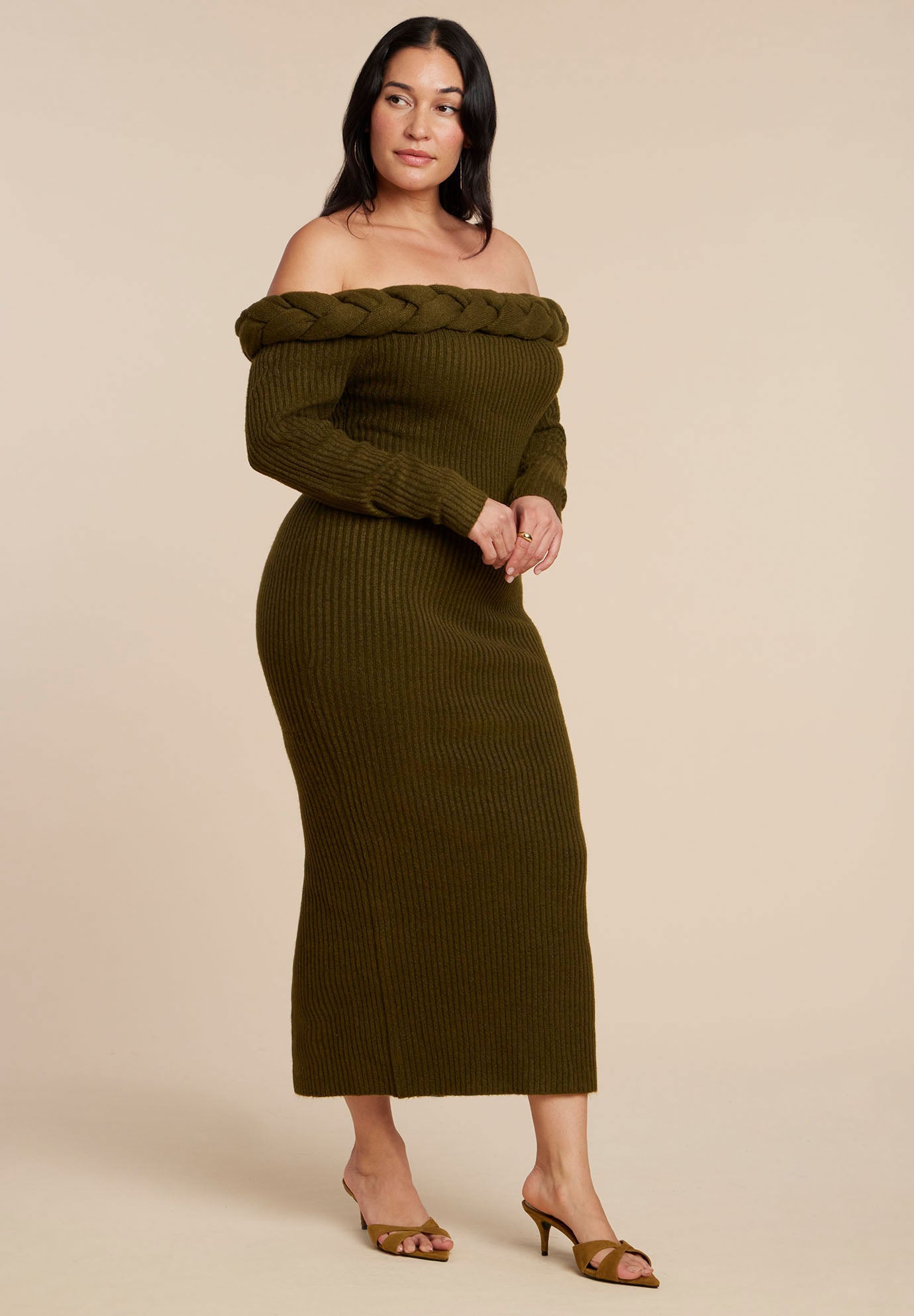 Cableknit Off Shoulder Maxi Dress image number 3