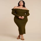 Cableknit Off Shoulder Maxi Dress image number null