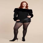 Faux Fur Off The Shoulder Sweater image number null