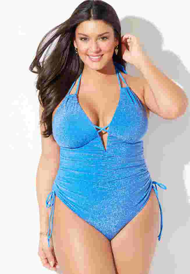 Sparkle Loop Strap Ruched One Piece image number 2