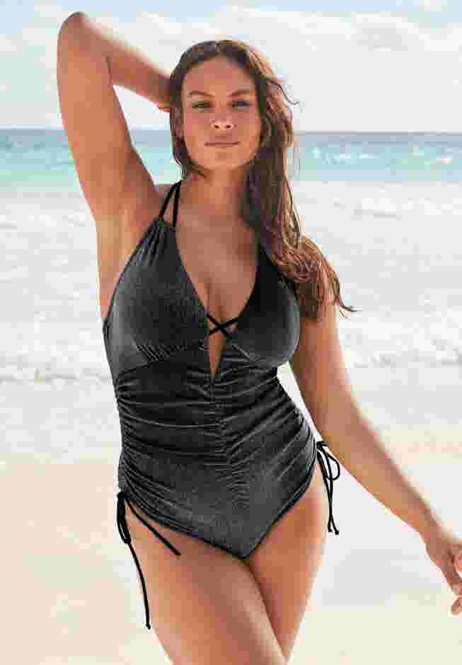 Sparkle Loop Strap Ruched One Piece image number 0