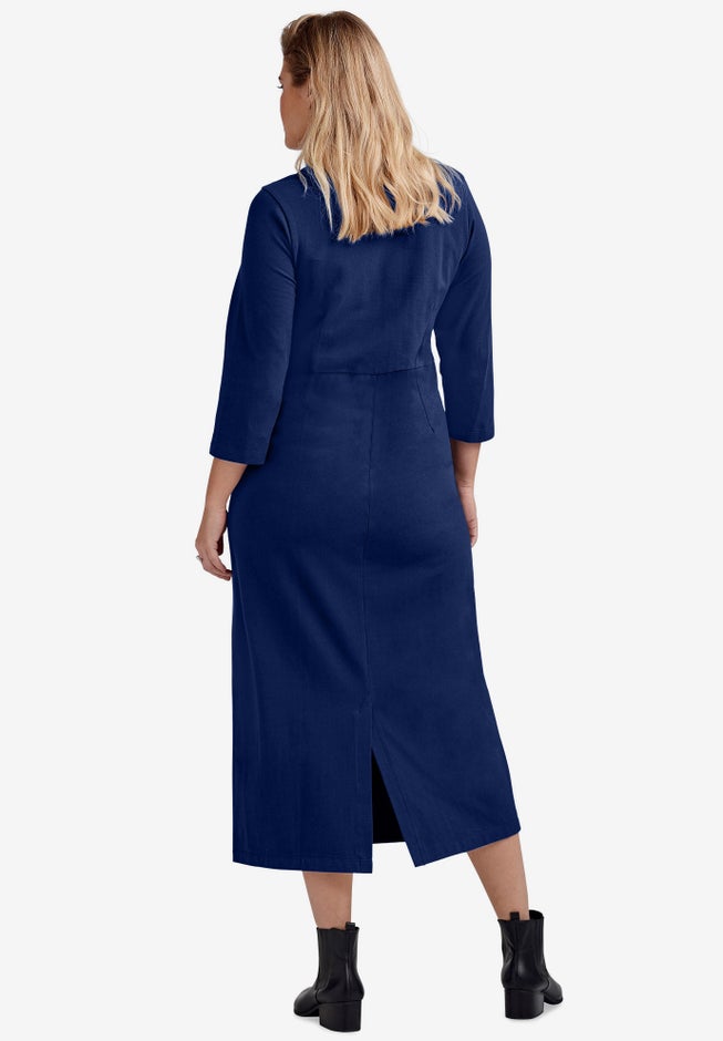 Three-Quarter Sleeve Knit Maxi Dress image number 1