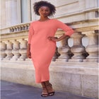 Three-Quarter Sleeve Knit Maxi Dress image number null