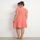 Cotton Spandex V-Neck Short Sleeve Tiered A-Line Dress image number null