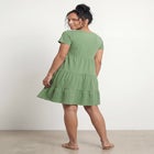 Cotton Spandex V-Neck Short Sleeve Tiered A-Line Dress image number null