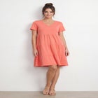 Cotton Spandex V-Neck Short Sleeve Tiered A-Line Dress image number null