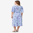 Knit Midi Dress With Surplice Neckline & Waist Tie image number null