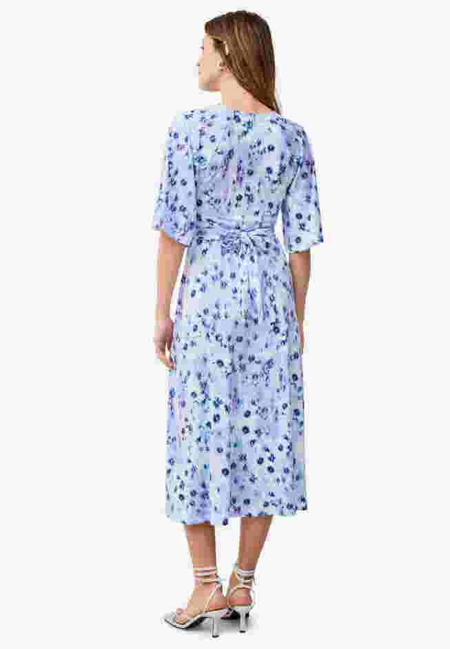 Knit Midi Dress With Surplice Neckline & Waist Tie image number 1